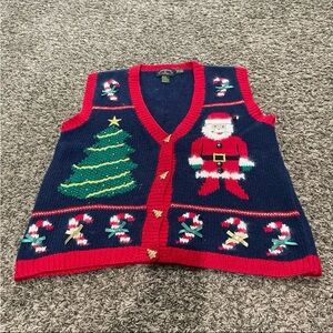 Charter club Classics vintage knitted by hand Christmas sweater vest medium
